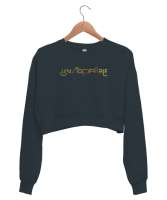 Durdurulamaz - Unstoppable - Slogan Füme Kadın Crop Sweatshirt - Thumbnail