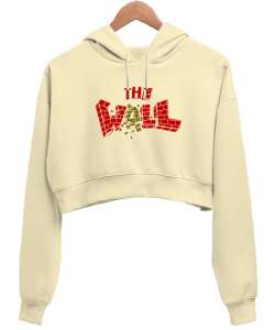 Duvar - The Wall Krem Kadın Crop Hoodie Kapüşonlu Sweatshirt