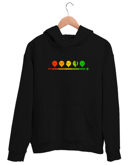 Tisho - Duygu Durumu - Üzgün Ve mutlu Siyah Unisex Kapşonlu Sweatshirt