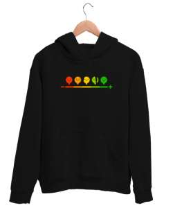 Duygu Durumu - Üzgün Ve mutlu Siyah Unisex Kapşonlu Sweatshirt