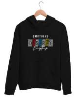 Duygular Her Şeyi Mahveder - Slogan Siyah Unisex Kapşonlu Sweatshirt - Thumbnail