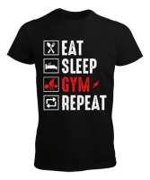 Eat Sleep Gym Repeat Siyah Erkek Tişört - Thumbnail