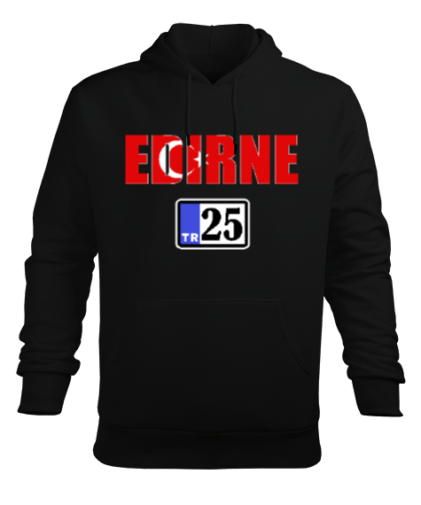 Edirne şehir,Türkiye,Türkiye bayrağı. Siyah Erkek Kapüşonlu Hoodie Sweatshirt