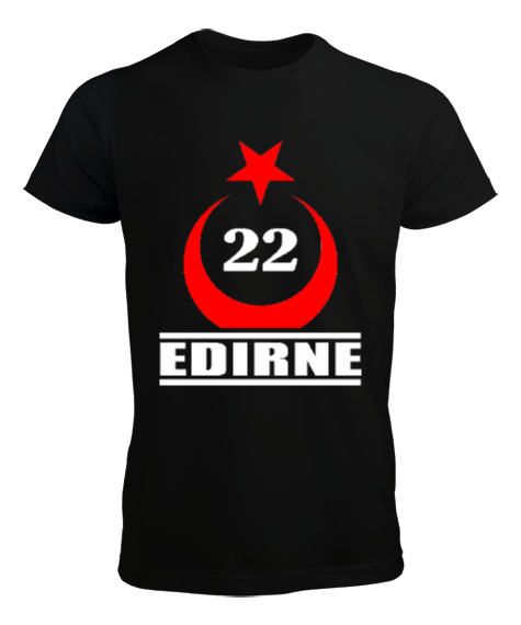 Edirne şehir,Türkiye,Türkiye bayrağı. Siyah Erkek Tişört