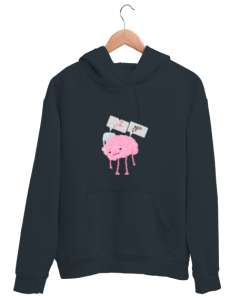  Eğlenceli Beyin Karakteri Füme Unisex Kapşonlu Sweatshirt