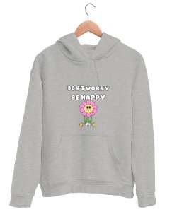 Eğlenceli Çiçek Gri Unisex Kapşonlu Sweatshirt