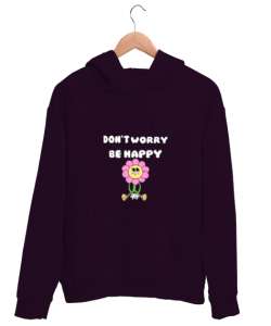 Eğlenceli Çiçek Koyu Mor Unisex Kapşonlu Sweatshirt