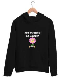 Eğlenceli Çiçek Siyah Unisex Kapşonlu Sweatshirt