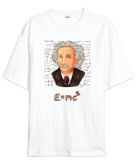 Tisho - Einstein EMc2 Beyaz Oversize Unisex Tişört