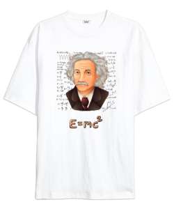 Einstein EMc2 Beyaz Oversize Unisex Tişört