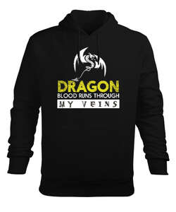 Ejderha - Dragon Siyah Erkek Kapüşonlu Hoodie Sweatshirt