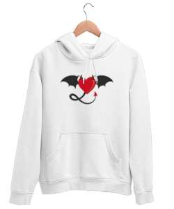 Ejderha Kalp - Dragon Heart Beyaz Unisex Kapşonlu Sweatshirt