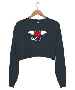 Ejderha Kalp - Dragon Heart Füme Kadın Crop Sweatshirt