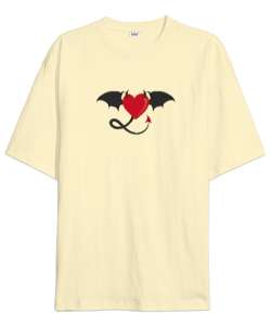 Ejderha Kalp - Dragon Heart Krem Oversize Unisex Tişört