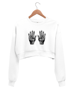 El baskılı Kadın Crop Sweatshirt