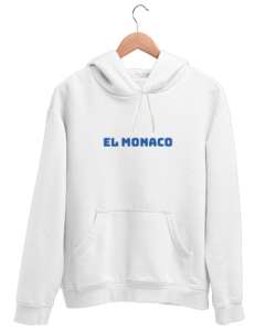 EL MONACO Beyaz Unisex Kapşonlu Sweatshirt