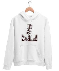 El ve Gül Beyaz Unisex Kapşonlu Sweatshirt