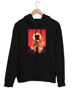 El ve Gül Siyah Unisex Kapşonlu Sweatshirt