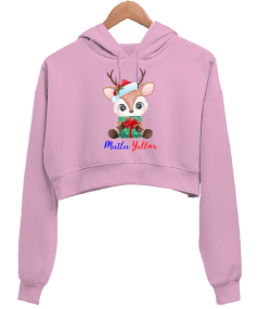 ELBERSY MUTLU YILLAR Kadın Crop Hoodie Kapüşonlu Sweatshirt