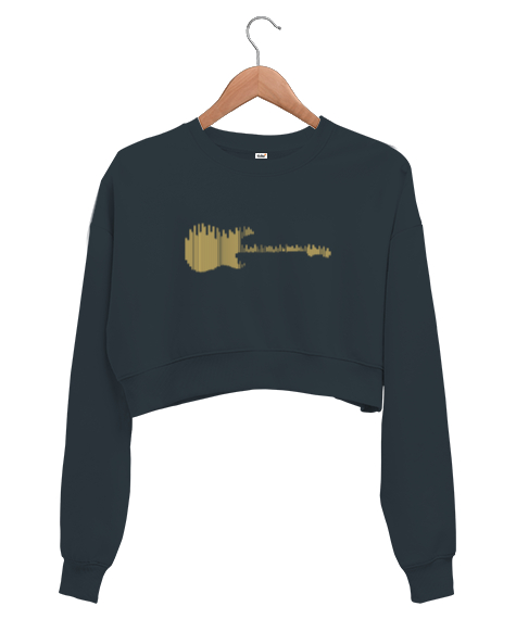 Tisho - Elektro Gitar Equalizer - Guitar - Rock Müzik Füme Kadın Crop Sweatshirt