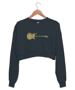 Elektro Gitar Equalizer - Guitar - Rock Müzik Füme Kadın Crop Sweatshirt