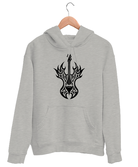 Tisho - Elektro Gitar - Rock Müzik Gri Unisex Kapşonlu Sweatshirt