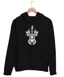 Elektro Gitar - Rock Müzik Siyah Unisex Kapşonlu Sweatshirt