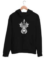 Elektro Gitar - Rock Müzik Siyah Unisex Kapşonlu Sweatshirt - Thumbnail