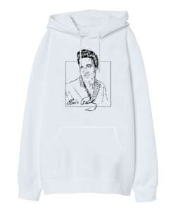 Elvis Presley V2 Beyaz Oversize Unisex Kapüşonlu Sweatshirt