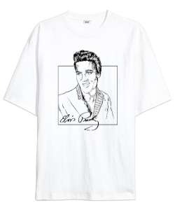 Elvis Presley V2 Beyaz Oversize Unisex Tişört