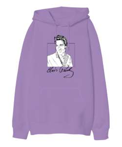 Elvis Presley V2 Lila Oversize Unisex Kapüşonlu Sweatshirt