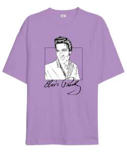 Elvis Presley V2 Lila Oversize Unisex Tişört