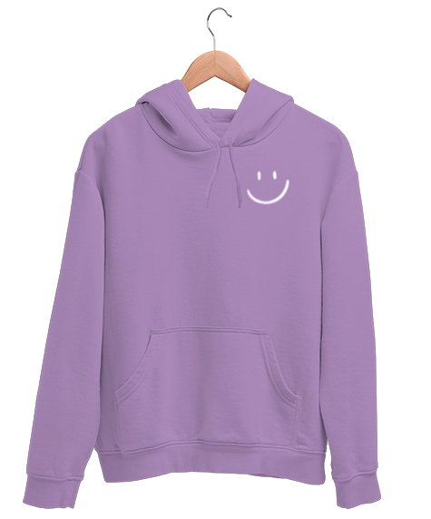 Tisho - Emoji Baskılı Lila Unisex Kapşonlu Sweatshirt