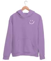 Emoji Baskılı Lila Unisex Kapşonlu Sweatshirt - Thumbnail