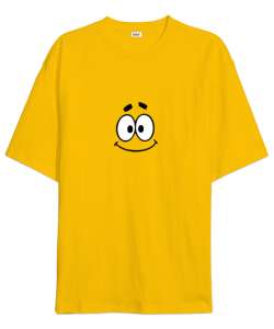 Emoji Baskılı Sarı Oversize Unisex Tişört