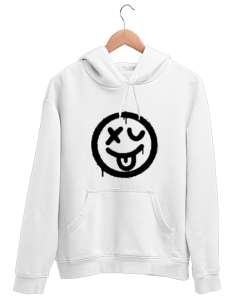 emoji Beyaz Unisex Kapşonlu Sweatshirt