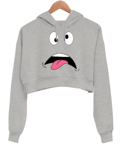 Emoji Kadın Crop Hoodie Kapüşonlu Sweatshirt