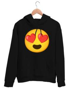 EMOJİ Siyah Unisex Kapşonlu Sweatshirt