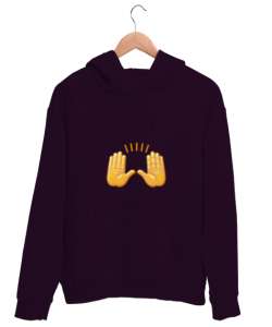 Emoji stil Koyu Mor Unisex Kapşonlu Sweatshirt