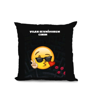 EMOJİ YILAN SEVMİYORUM CINIM Kare Yastık