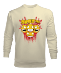 Emoloji suratlar baskılı Krem Erkek Sweatshirt