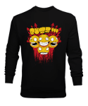 Emoloji suratlar baskılı Siyah Erkek Sweatshirt