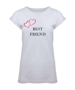  En İyi Arkadaşım - Best Friend Yazılı Beyaz Kadın Tunik