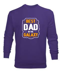 En iyi Baba - Best Dad In Galaxy Mor Erkek Sweatshirt