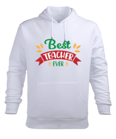 En iyi öğretmen best teacher ever Erkek Kapüşonlu Hoodie Sweatshirt