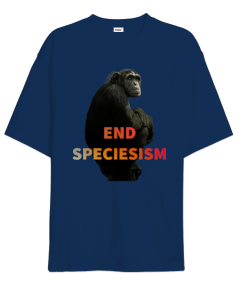 End Speciesism Blue Oversize Unisex Tişört