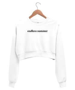 Endless Summer Beyaz Kadın Crop Sweatshirt