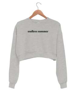 Endless Summer Gri Kadın Crop Sweatshirt