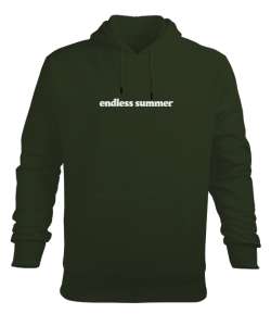 Endless Summer Haki Yeşili Erkek Kapüşonlu Hoodie Sweatshirt