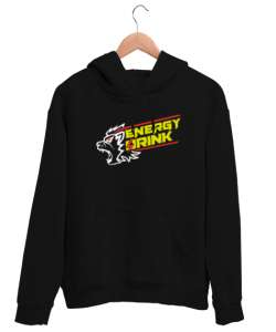 Enerji İçecek - Energy - Aslan Kafası Siyah Unisex Kapşonlu Sweatshirt